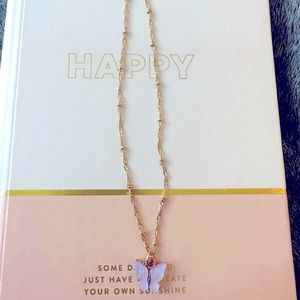 NWT Lavender Butterfly Necklace